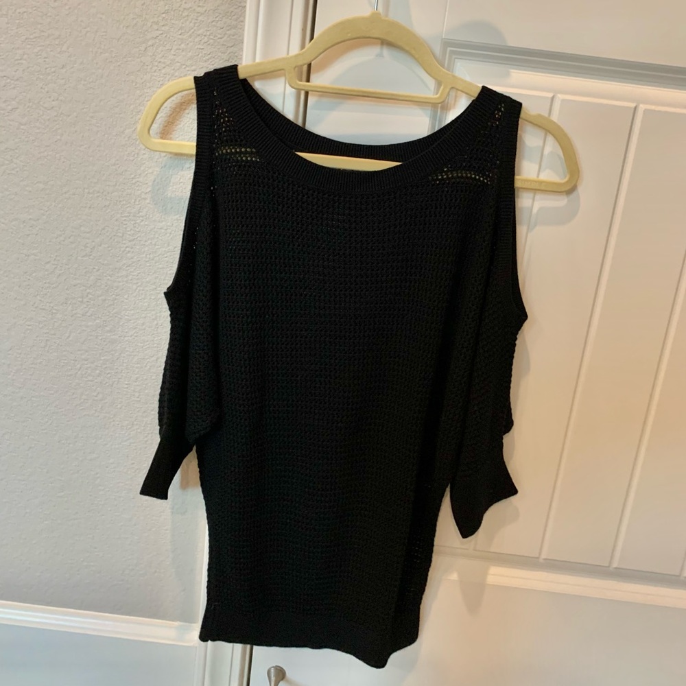 Express Black See-Through Sweater with Cutout Design for Women - Size XS